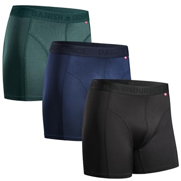 DANISH ENDURANCE Sportkalsonger för män, Med vanliga 3 Pack, Flerfärgad (1x Svart, 1x Blå, 1x Grön), L