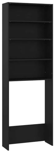 vidaXL Waschmaschinenschrank Badmöbel Badschrank Hochschrank Waschmaschinen Umbauschrank Badezimmer Schrank Regal Schwarz 64x24x190cm