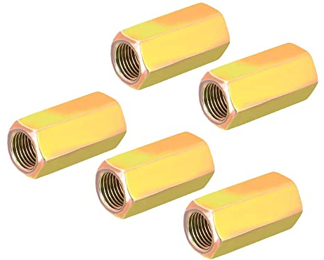 sourcing map Sechskant-Kupplungsmuttern, M10 x 1 mm, Gewinde, 30 mm Länge, Bolzenstab-Adapter, Rohrverbinder, bunt, 5 Stück