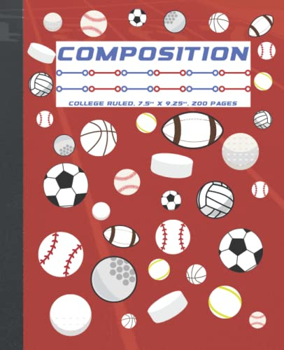Independently published Sammansättning: anteckningsbok med sporttema, 19,1 x 23,5 cm, 200 sidor, baseball, basket, fotboll, lacrosse, landhockey, softboll, fotboll