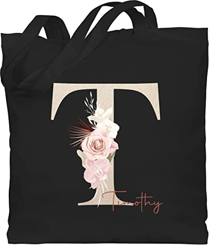 Geschenk mit Namen personalisiert by Shirtracer - Baumwolltasche - Initialen - Geschenk personalisiert mit Namen I Geschenkideen Anfangsbuchstabe Name