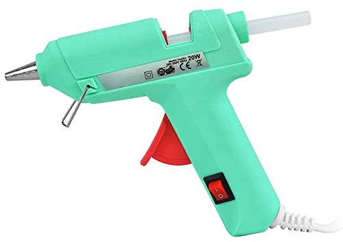 Tradineur - Pistola de silicona caliente 20W, modelo Creative, pistola de pegamento, encolar, incluye 2 barras de silicona, cable extra largo, bricolaje, manualidades, artesanía, reparaciones
