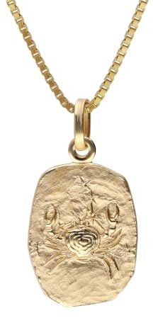 trendor Krebs Sternzeichen Gold 333 / 8K mit vergoldeter Silberkette | klassischer Tierkreiszeichen Anhänger für Damen oder Herren, zeitloser Halsschmuck