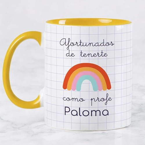 Wanapix | Taza Personalizada para Profesores | Personalizable con Nombre o Texto| Detalle Maestra Infantil | Regalo para Profesores | Apta para Microondas | 325ml | Afortunados Profe