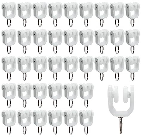 HLIWS Vorhangrolle-40 Stück Rostfreier Stahl Äußere Schiene Rollvorhang Haken,Gardinenstangen Rollen,für Gardinenstange mit Schienenvorhangsystem