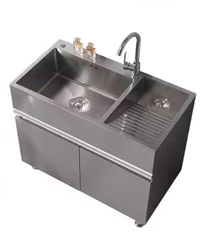 TRGCJGH Mobile Lavatoio in Acciaio Inossidabile, Armadio per lavello con 1 vasca, per Garage e Cortile Ristorante Lavanderia Interni Esterni(70x48cm/27.5x18.8in,with Right Washboard)
