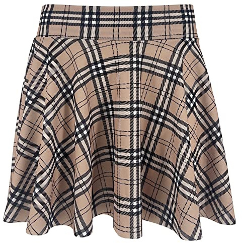 JOPHY & CO. Mångsidig elastisk midja midi plisserad kjol för kvinnor (kod 7089), Scottish Camel, XS