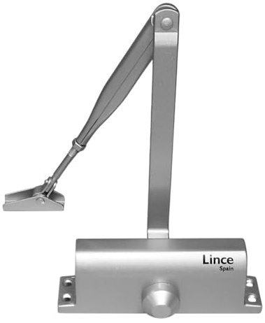 LINCE - CPA23RP Cierrapuertas de Brazo Articulado con Función de Retención Fuerza Regulable EN 2-3 Acabado Plata para Puertas de Interior