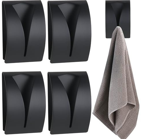 Demarsen 4 Stück Selbstklebend Handtuchklemme, Handtuchhaken Geschirrtuchhalter Ohne Bohren, Wandhaken Küche aus Edelstahl, Haken Handtuchklemme für Küche Badezimmer Toilette