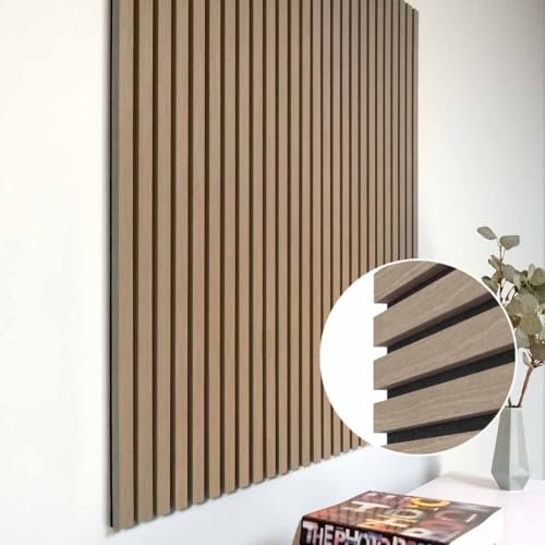 JELLE & JACOB Panneaux acoustiques muraux en placage bois noyer 104 x 52 cm, lot de 2 panneaux tasseaux sur feutre acoustique noir, lamelles 3D, acoustique agréable - déco intérieure scandinave