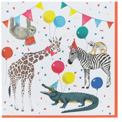 Talking Tables Safari Paper Napkins - 20 Pack | Kids Serviettes, Luncheon Napkins, Picnic, Birthday Party Supplies, Disposable, Recycled, Eco, Madagascar