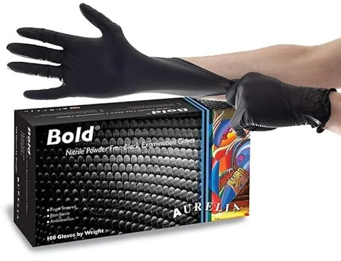 DETAIL GEAR Heavy Duty Nitrile Gloves, Black, Medium, Latex-Free, Powder-Free, 10 Pack (1 Box (100), Extra Large)