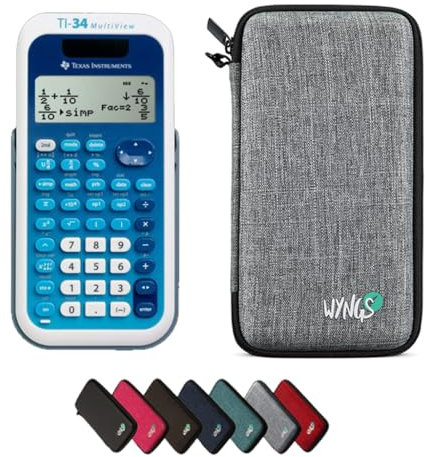 TI-34 MultiView inkl. WYNGS Schutztasche Hellgrau - Wissenschaftlicher Taschenrechner - Basic Set