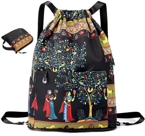 Qosneoun Kordelstring Faltbar Grosse Kapazität Trockenbetreiber Sport - Rucksack,Germanyne Faltbarer Rucksack (D)