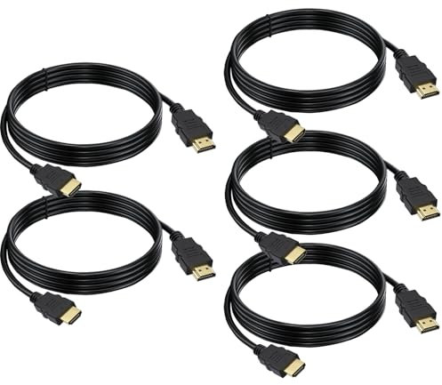 HDMI Cable 6 FT 5-Pack, 4K HDMI TV Cable 6FT, Shielded HDMI 2.0 CL3 Rated Cord for Smart Monitor with Streaming TV, 4K, 1080P@144Hz,ARC & CL3 Rated | for Laptop, Monitor, PS5, PS4, Xbox, Soundbar
