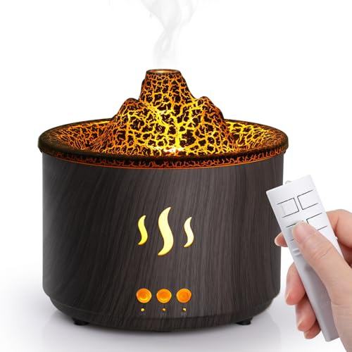 Simpeak 400ml Aroma Diffuser für Duftöle, Ultraschall Raum Diffuser Holz für ätherische Öle mit LED-Licht, Aromatherapie Düfte Luftbefeuchter mit Fernbedienung für Wohnzimmer Büro Spa, Dunkelbraun