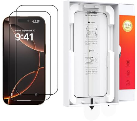 SooPii Pellicola protettiva per iPhone 16 Plus/15 Plus, kit di installazione semplice, senza bolle e polvere, durevole e coprente, pellicola in vetro temperato per Apple 16 Plus/15 Plus da 6,7 pollici