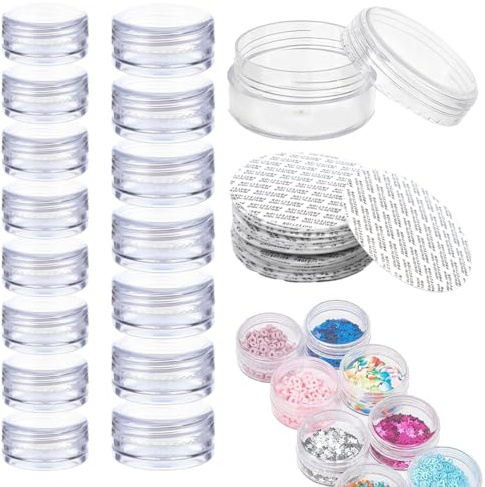 WeddHuis 16 Stück Döschen mit Deckel, Dosen für Lippenbalsam, Kleine Tiegel für Lippenbalsam, Mini Cremedose Leer, Cremedosen Salbendöschen Kosmetikdosen (3/5ml),Mit auslaufsicherer Haftfolie