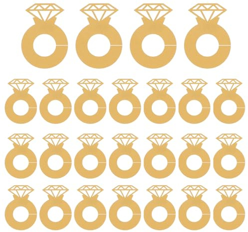 PATIKIL Diamond Ring Wine Glass Markers, 25 Pcs Paper Ring Drink Tags Cocktail Champagne Name Tag for Wedding Birthday Party Restaurant, Gold