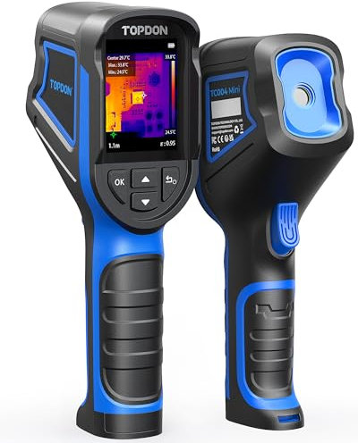 TOPDON Thermal Camera TC004 Mini, 240x240 TISR IR Resolution, 15H Battery Life, -20°C to 450°C, 25Hz, Auto Shutdown, High/Low Temp, Portable Handheld Infrared Camera for Leaking, Home Maintenance