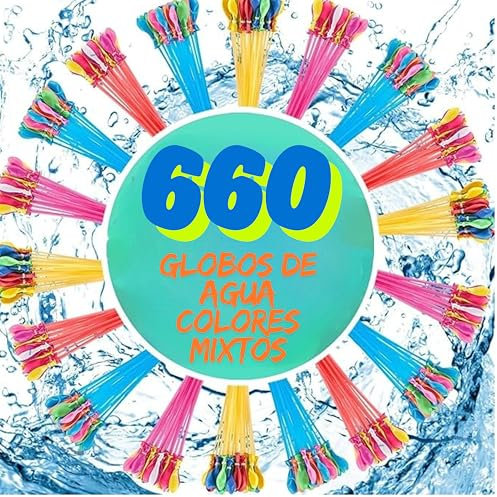 Palloncini d'acqua 660 pezzi con chiusura automatica - Riempimento rapido in 10s | Palloncini colorati per giochi d'acqua per bambini | feste estive, giardino, spiaggia, piscina (6 confezioni x con