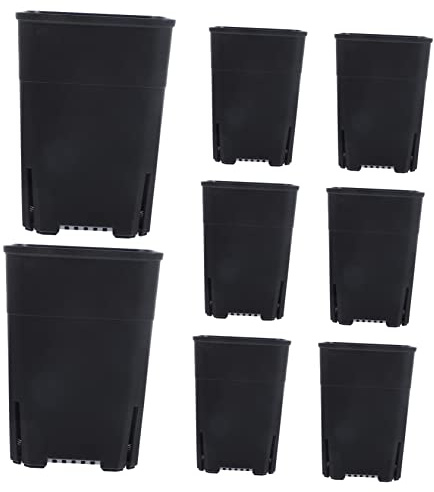 HEMOTON 8Pièces Pots de Plantes Carrés avec Drainage Jardinières Plastique pour Plantes Intérieur et Extérieur pour Fleurs