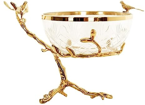 ATMRC Fruit Bowls Brass Glass Fruit Plate Sitting Room Kitchen Table Decoration Fruit Plate Snack Bowl Decoration Fruit Basket Vegetable