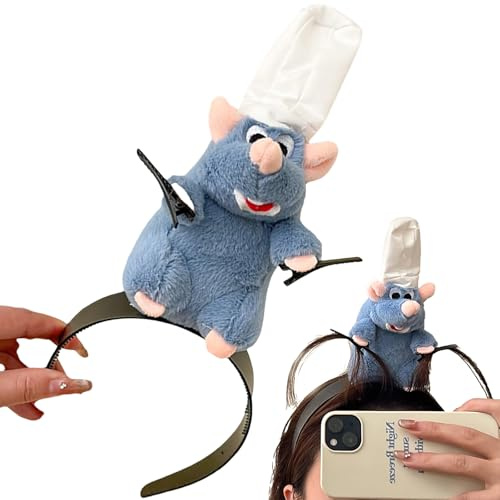 Ratatouille Haarreif, Lustige Kopfbedeckung für Ratatouille Fans, Tiefblaues Maus Stirnband für Kostüm Partys und Cosplay, Bequem und Leicht für Langzeit BrKern Cartoon Remy