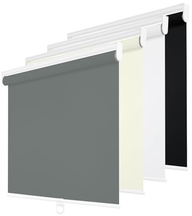 Changshade Cordless Roller Shades Blackout Blinds for Indoor Windows,Pull Down Darkening Roller Shade with UV Protection and Thermal Window Shades for Home and Office(34 W x 72 H,Grey)