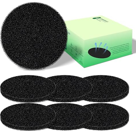 SPONDWILD Pack 7 Filtros Redondos de Poliuretano y Carbón Activado, 18,5 cm Diámetro, Control Potente de Olores