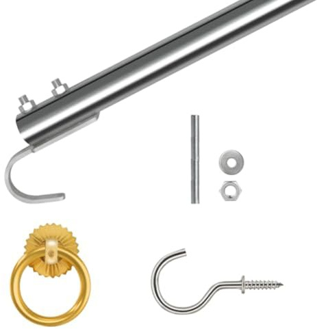 Scala per sottotetto con asta di prolunga in alluminio impiombato e gancio in acciaio inossidabile per un facile accesso alla soffitta, 101,6 cm