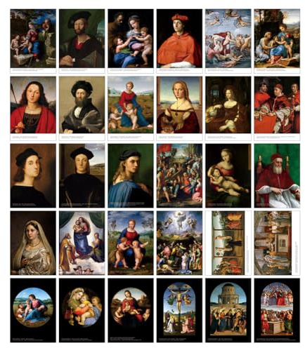 HOSTEESSCHOICE Beautiful Art Postkarten Set mit 30 italienischen Künstlern Raffaello Santi Postkarten Sortimentspackung Berühmte Malerei Landschaft
