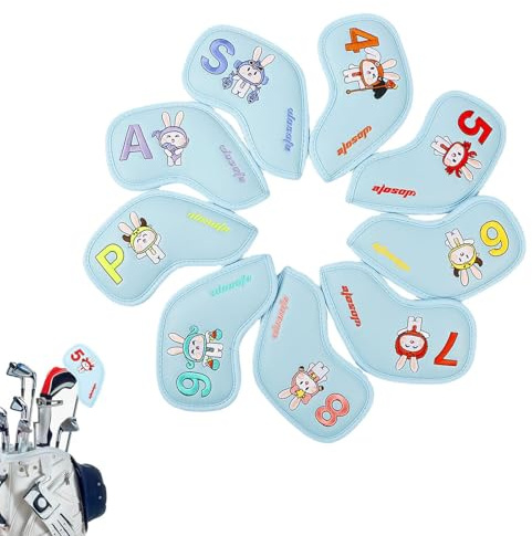 Coprisedili per teste di mazze da golf, 9 pezzi, accessori da golf, motivo coniglietto di Pasqua, coperture per testa per driver, per uomini, donne, padre nonno, amanti del golf e dell'esterno, Pasqua