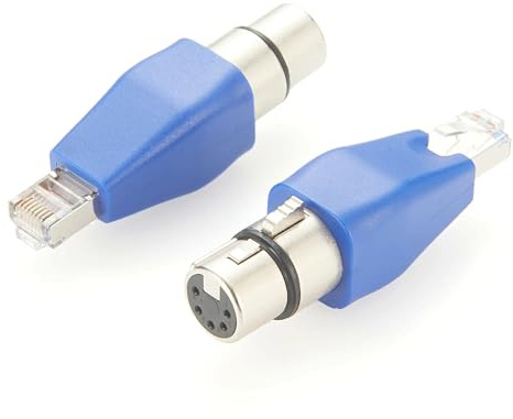 Plinkwirekb RJ45 Ethernet zu 5-Pin XLR Female DMX Adapter, Cat5/Cat6 zu DMX512 Konverter, Professioneller Bühnenbeleuchtung Adapter für DMX Controller, LED RGB Lichter, DJ Equipment