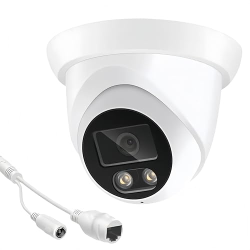 PUSOKEI 4MP PoE IP Dome-kamera, Inbyggd Mikrofon, Mörkerseende, AI-ansiktsavkänning, H.265, 2,8 Mm Vidvinkel, WiFi-säkerhetskamera för Inomhus Utomhus