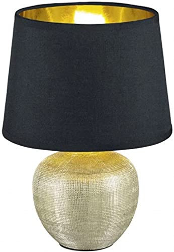 Reality Leuchten R50621079 Luxor, Tischleuchte, Keramik, E14, Gold, 18 x 18 x 26 cm