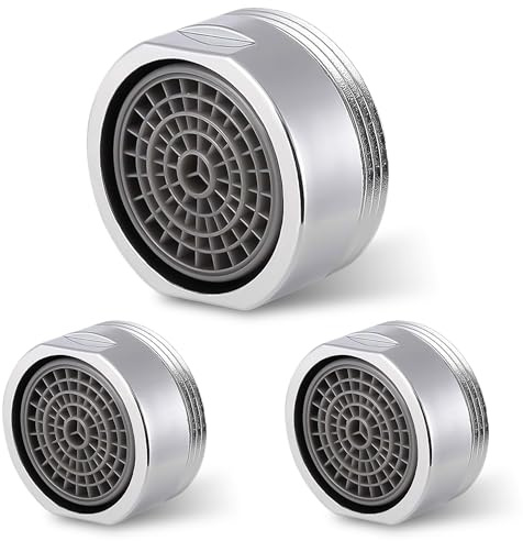 SleepDay Strahlregler M24 Wasserfluss max.10l/min Anti Kalk Wasserhahn Sieb mit Kugelförmige Filter Luftsprudler aus Verchromten Kunststoff Aufsatz Strahlregler für Wasserhähne (3 Stück)
