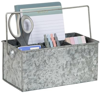 Mind Reader Utensilienhalter, Besteck-Organizer, Besteckhalter, verzinktes Metall, 23,9 cm L x 12,7 cm B x 11,4 cm H, Silber