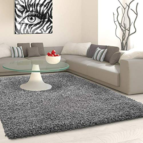 SHAGGY Rug Rugs Living Room Large Soft Touch 5cm Thick Pile Modern Bedroom Living Room Area Rugs Non Shed (Grey, 200cm x 290cm (6.6ft x 9.5ft))