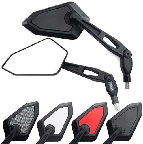 Area1 Universal Motorrad Rückspiegel Paar e-geprüft 2x M10 Rechtsgewinde + Linksgewindeadapter, passend für z.B. Duke, Super-Duke 390 790 SMC/R Z900 Z750 Z650 Z500 Z125 ER6N MT07 MT09 MT10 (schwarz)