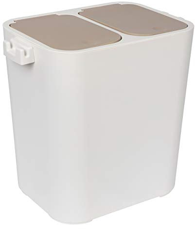 ONVAYA® Sistema di raccolta differenziata Ben | Pattumiera con scomparti multipli | Pattumiera in bianco crema | Pattumiera per cucina e bagno (18 litri, beige)