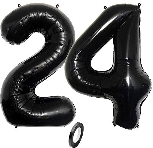 Jurxy Geburtstag Folienballon Helium Folie Luftballons Schwarz Anzahl Luftballons Zahl für Geburtstag Jubiläum 40 Zoll - Schwarz 24