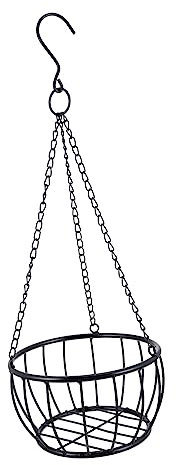 Happyyami Metallklammern Eimer Blumenhalter Pflanzer Metall H?ngen Pflanzer Korb Draht Anlage Halter Blument? Aufh?nger für Indoor Outdoor Veranda Garten Dekoration ??e L Schwarz Drahtbügel