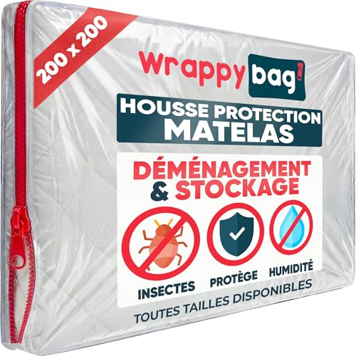 WRAPPYBAG – Custodia in Plastica per Materassi - 5 Misure Disponibili - Sacca Protettiva Impermeabile e Resistente agli Strappi - Per Traslochi, Conservazione e Trasporto - 200x200