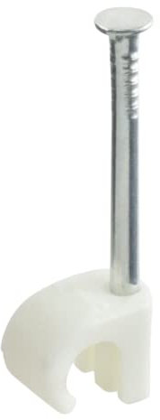 GTSE Round White Cable Clips, For Cables 5-7 mm, Box of 100, Skirting Wire Nail Clips, Cable Tacks for Ethernet, Electrical Cables, Walls
