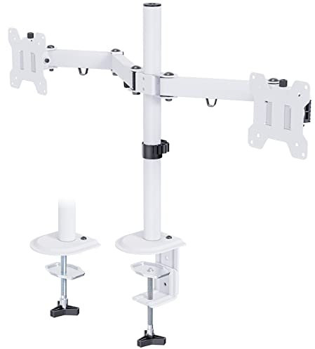 PUTORSEN Monitor Halterung 2 Monitore für 17-32 Bildschirm, Monitorhalterung Schwenkbar Neigbar Höhenverstellbar, 9kg pro ArmTischhalterungen, VESA 75/100mm