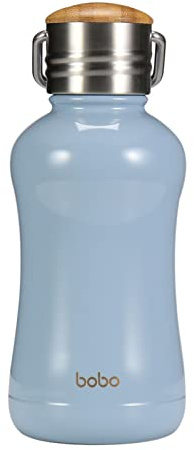 YOHKOH Mini bouteille d'eau isotherme avec couvercle en bambou – Petite bouteille d'eau isotherme sous vide de 250 ml pour femmes et enfants, chaud pendant 12 heures et froid pendant 24 heures,