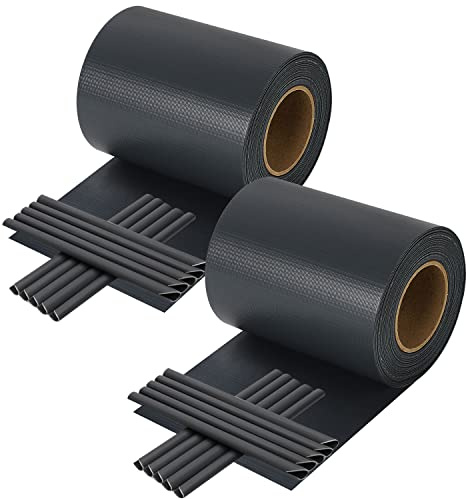 Ansobea Bandes brise-vue en PVC pour panneaux à double fil, 50 m x 19 cm, 2 rouleaux de clôture, 40 clips de fixation, bandes brise-vue, clôture à double fil, protection contre le vent, clôture de