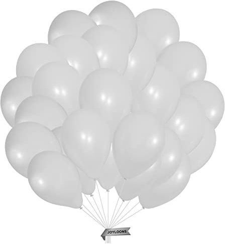 Weiße luftballons 50 stück. Weiße luftballons aus natürlichem Latex. Lufballons mit einem Durchmesser von 28 cm. Ideal zur Dekoration von Geburtstags-, Hochzeits- und baby shower.