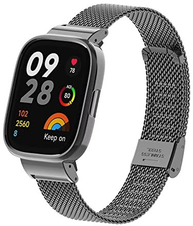 nuosiweilang Kompatibel Für Xiaomi Redmi Watch 3 Armband Sport Edelstahl Metall Uhrenarmband Armband Ersatzarmband Für Redmi Watch 3 Männer und Frauen